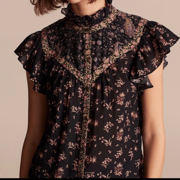 LA VIE Rebecca Taylor SL print mix top size S - Picture 3 of 8